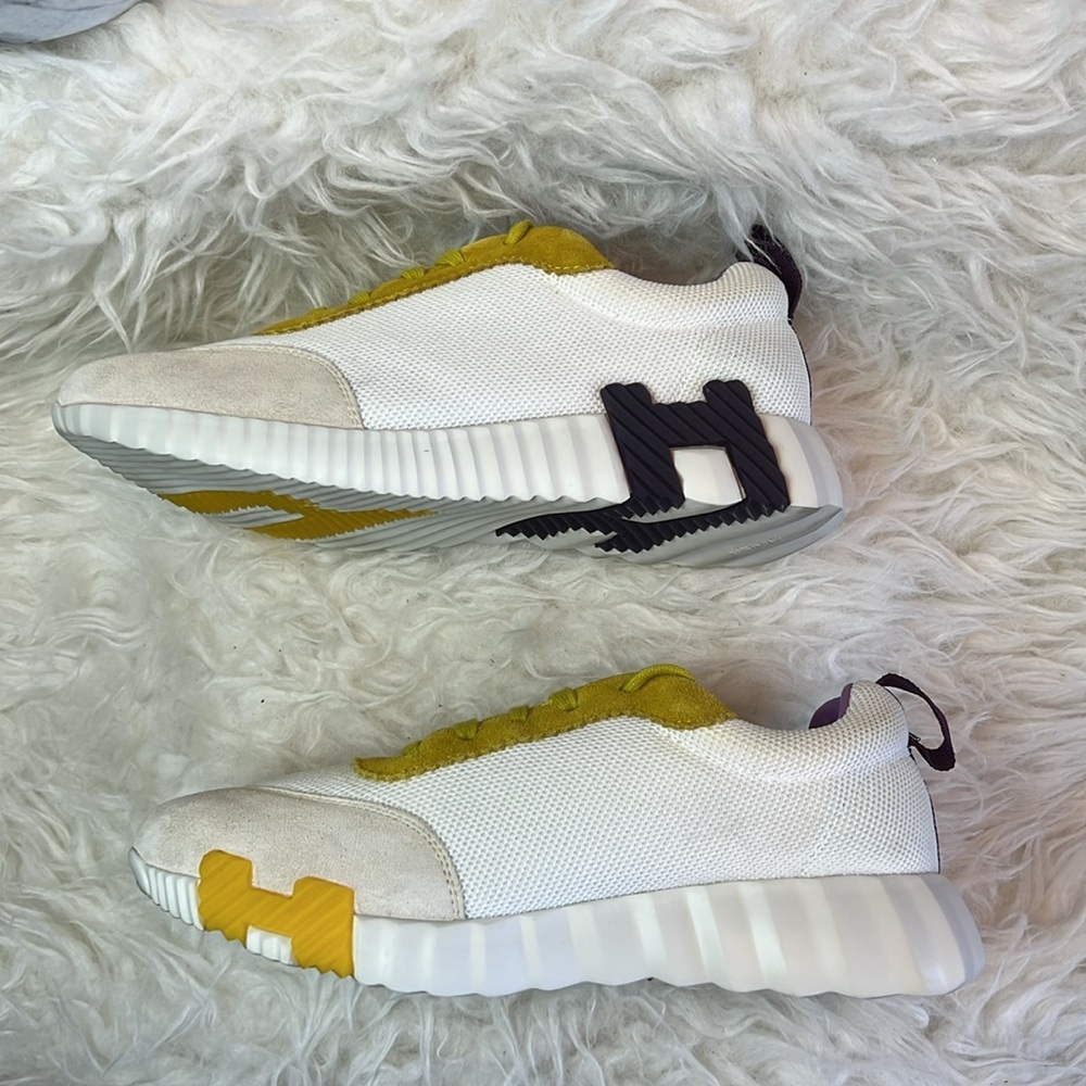 Hermès Women’s Bouncing Low Top White/Yellow/Purple Accents Sneakers Size 36 EU - Picture 7 of 17